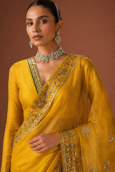 MUSTARD TISSUE EMBROIDERED SAREE (MH-04S)