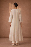 AN AIRY OFF-WHITE CHANDERI JACKET KURTA WITH PASTEL DETAILING