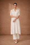 IVORY CHANDERI KURTA WITH DELICATE HAND EMBROIDERY