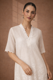 IVORY CHANDERI KURTA WITH DELICATE HAND EMBROIDERY