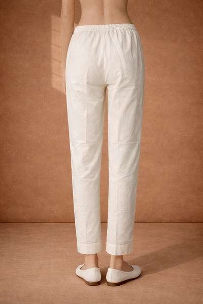 IVORY SILK CHANDERI STRAIGHT PANTS