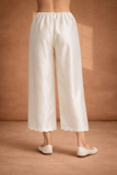 IVORY SILK CHANDERI PALAZO WITH DELICATE PINK SCALLOP BORDER