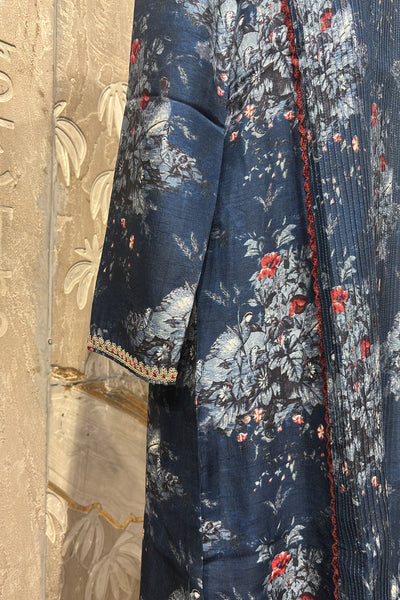 BLUE DUPION FLORAL PRINTED TUNIC ( DC-03A) (1 PC)