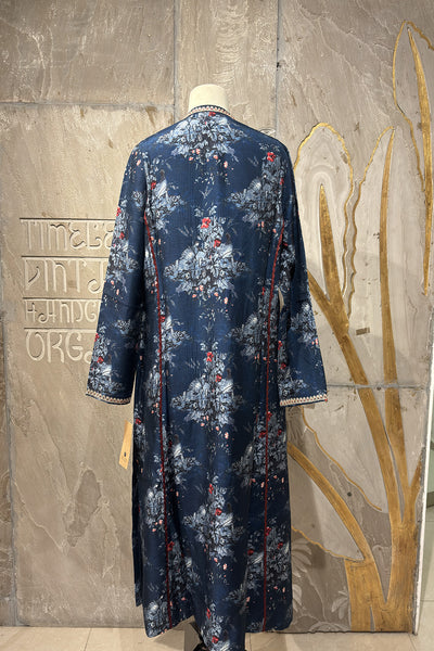 BLUE DUPION FLORAL PRINTED TUNIC ( DC-03A) (1 PC)