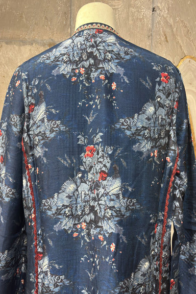 BLUE DUPION FLORAL PRINTED TUNIC ( DC-03A) (1 PC)