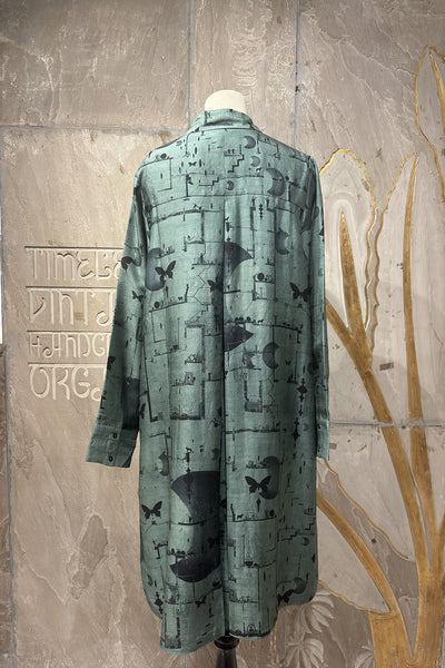 GREEN DUPION PRINTED TUNIC ( AJPC-17B) (1 PC)