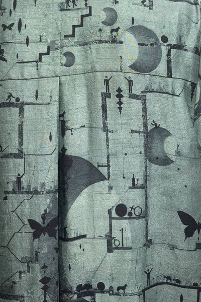 GREEN DUPION PRINTED TUNIC ( AJPC-17B) (1 PC)