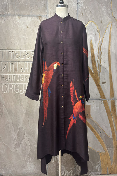 BROWN DUPION PRINTED JACKET ( AJP-08B) (1 PC)