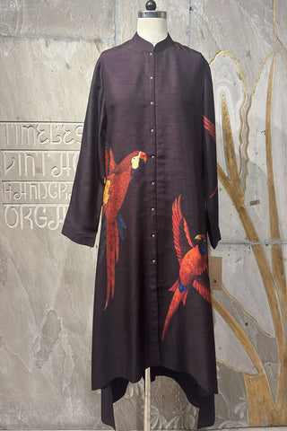 BROWN DUPION PRINTED JACKET (1 PC)