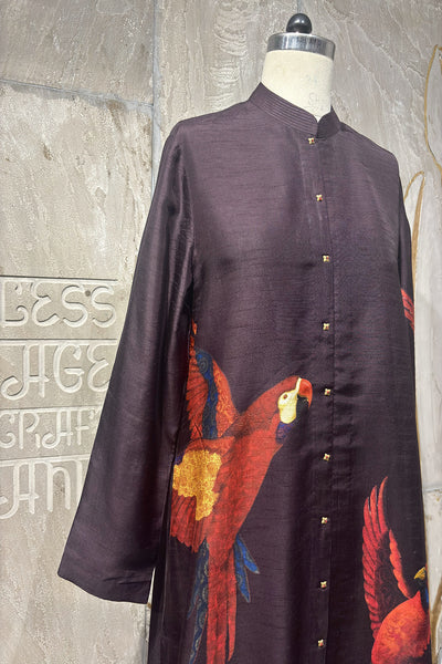 BROWN DUPION PRINTED JACKET ( AJP-08B) (1 PC)