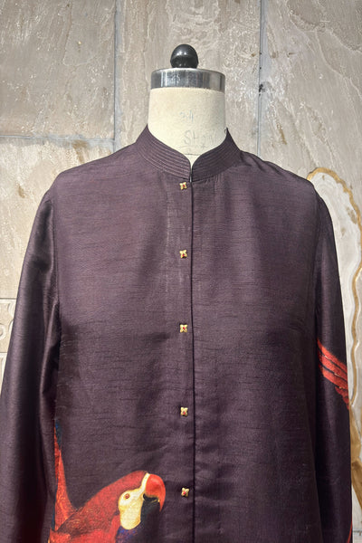 BROWN DUPION PRINTED JACKET ( AJP-08B) (1 PC)