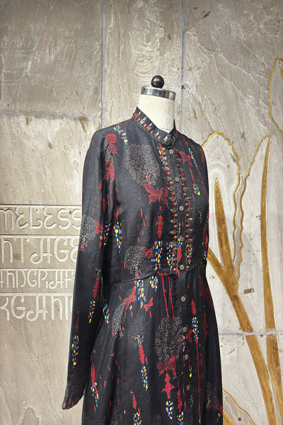 BLACK & MAROON DUPION PRINTED JACKET WITH EMB. DETAILS ( AJP-10)(1 PC)