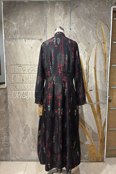 BLACK & MAROON DUPION PRINTED JACKET WITH EMB. DETAILS ( AJP-10)(1 PC)