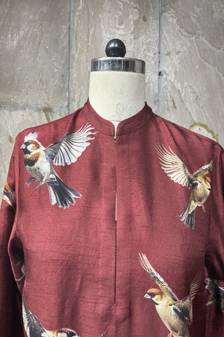 BURGUNDY DUPION PRINTED TUNIC (1 PC)