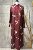 BURGUNDY DUPION PRINTED TUNIC (AJP-11B) (1 PC)
