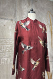 BURGUNDY DUPION PRINTED TUNIC (AJP-11B) (1 PC)