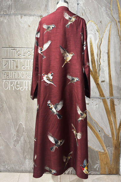 BURGUNDY DUPION PRINTED TUNIC (AJP-11B) (1 PC)