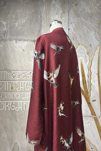 BURGUNDY DUPION PRINTED TUNIC (AJP-11B) (1 PC)