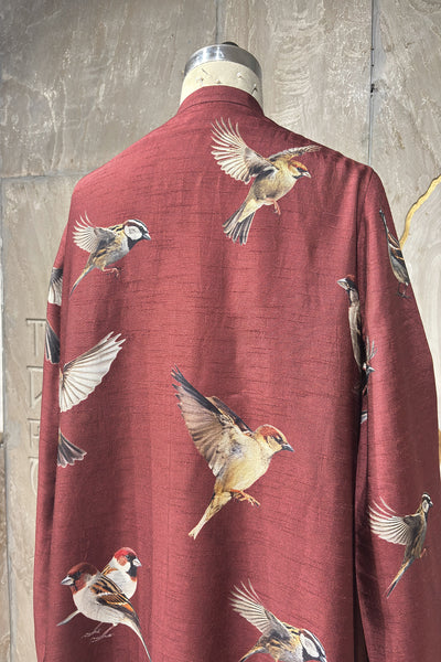 BURGUNDY DUPION PRINTED TUNIC (AJP-11B) (1 PC)