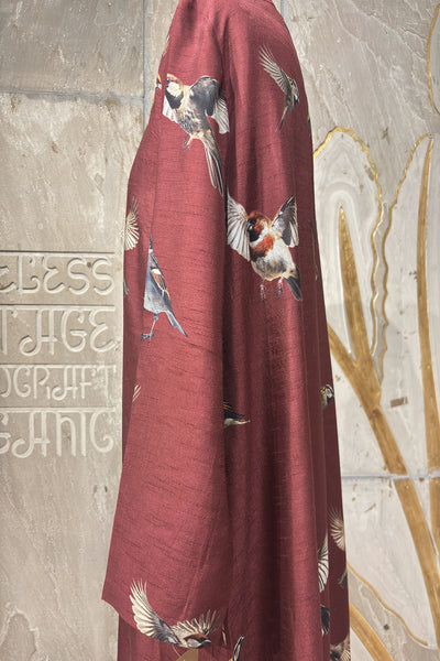 BURGUNDY DUPION PRINTED TUNIC (AJP-11B) (1 PC)
