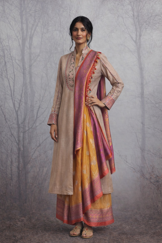 A BEIGE DUPION EMBROIDERED JACKET