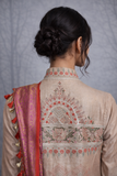 A BEIGE DUPION EMBROIDERED JACKET