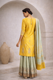 YELLOW ZARDOZI EMBROIDERED KURTA WITH MINT SHARARA (BRM-30S)