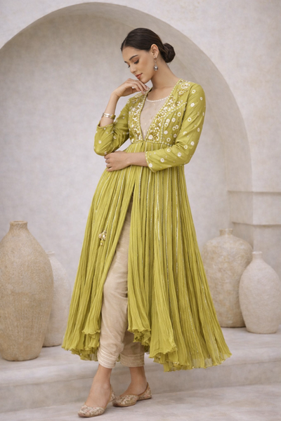 MEHENDI GREEN KURTA WITH KURTA AND DHOTI (BV-05)