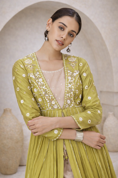 MEHENDI GREEN KURTA WITH KURTA AND DHOTI (BV-05)