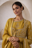 OLIVE TISSUE ANARKALI PAIRED WITH CHURIDAAR AND DUPATTA ( LS-16A)