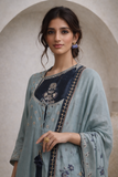 Marori Embroidered Double Layered Kurta With Palazzo & Printed Dupatta (YMN-22)