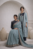 Marori Embroidered Double Layered Kurta With Palazzo & Printed Dupatta (YMN-22)