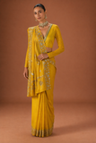 MUSTARD TISSUE EMBROIDERED SAREE (MH-04S)