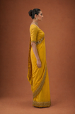 MUSTARD TISSUE EMBROIDERED SAREE (MH-04S)