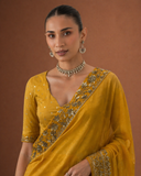 MUSTARD TISSUE EMBROIDERED SAREE (MH-04S)