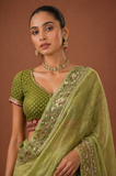 MINT TISSUE EMBROIDERED SAREE (MH-04S)
