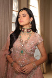 SALMON PINK EMBROIDERED DOUBLE LAYER LEHENGA SET  (3 PCS)
