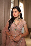 SALMON PINK EMBROIDERED DOUBLE LAYER LEHENGA SET  (3 PCS)