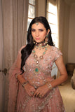 SALMON PINK EMBROIDERED DOUBLE LAYER LEHENGA SET  (3 PCS)