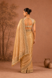 CHAMPAGNE GOLD TISSUE EMBROIDERED SAREE WITH BLOUSE PIECE (2PCS)