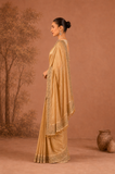 CHAMPAGNE GOLD TISSUE EMBROIDERED SAREE WITH BLOUSE PIECE (2PCS)
