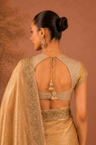 CHAMPAGNE GOLD TISSUE EMBROIDERED SAREE WITH BLOUSE PIECE (2PCS)