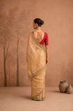 CHAMPAGNE GOLD TISSUE EMBROIDERED SAREE WITH BLOUSE PIECE (2PCS)