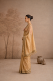 CHAMPAGNE GOLD TISSUE EMBROIDERED SAREE WITH BLOUSE PIECE (2PCS)