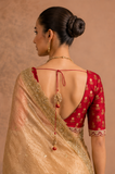 CHAMPAGNE GOLD TISSUE EMBROIDERED SAREE WITH BLOUSE PIECE (2PCS)