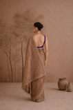 ROSE TAUPE TISSUE EMBROIDERED SAREE WITH BLOUSE PIECE (2PCS)
