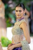 PURPLE & TOOSH BROCADE EMB. LEHENGA SET (4 PCS)