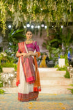 IVORY ZARI EMB. SAREE SET (2 PCS)