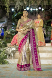 GOLD WITH FALSA ZARI EMB. SAREE SET (2 PCS)