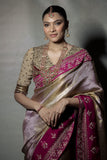 GOLD WITH FALSA ZARI EMB. SAREE SET (2 PCS)